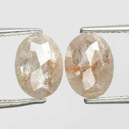 2.58 CT Oval Shape Rustic Diamond Pair, 8.60 MM Natural Orange Red Conflict Free Loose Diamonds