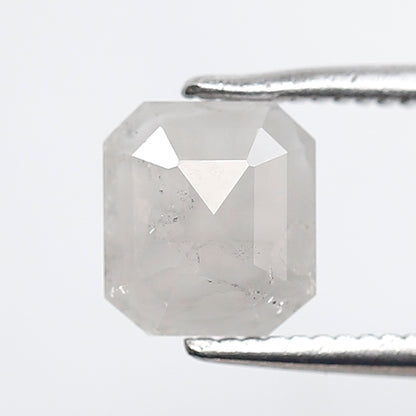 0.89 Ct 6.50 MM Emerald Shape Salt and Pepper Diamond Loose Natural Misty White Color Diamond