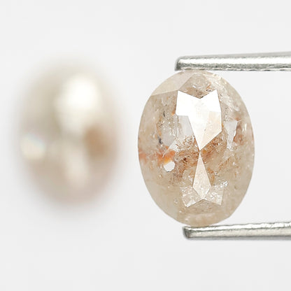2.58 CT Oval Shape Rustic Diamond Pair, 8.60 MM Natural Orange Red Conflict Free Loose Diamonds