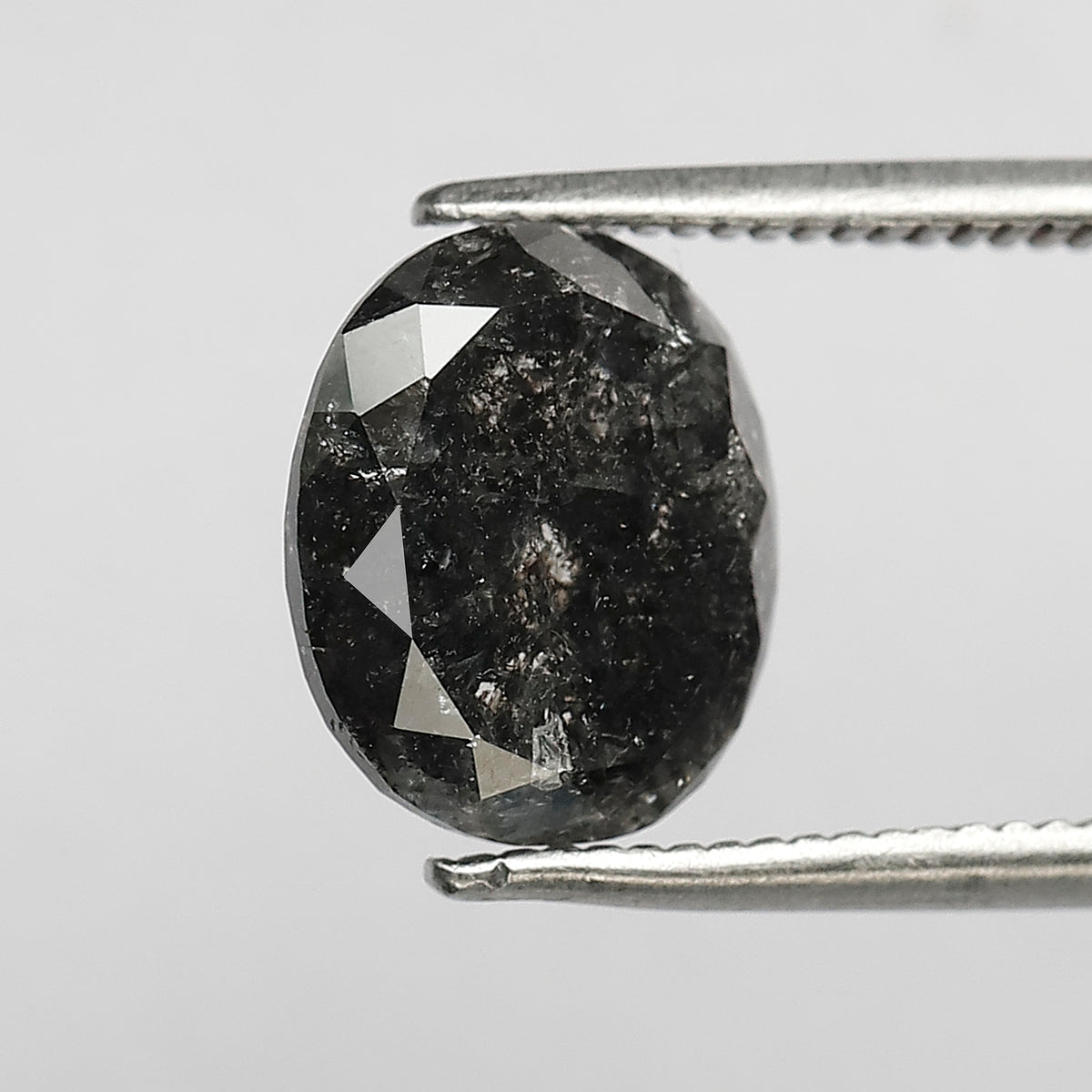 3.31 CT Oval Shape Salt and Pepper Diamond 9.60 MM Black Grey Color Loose Natural Diamond For Wedding Ring