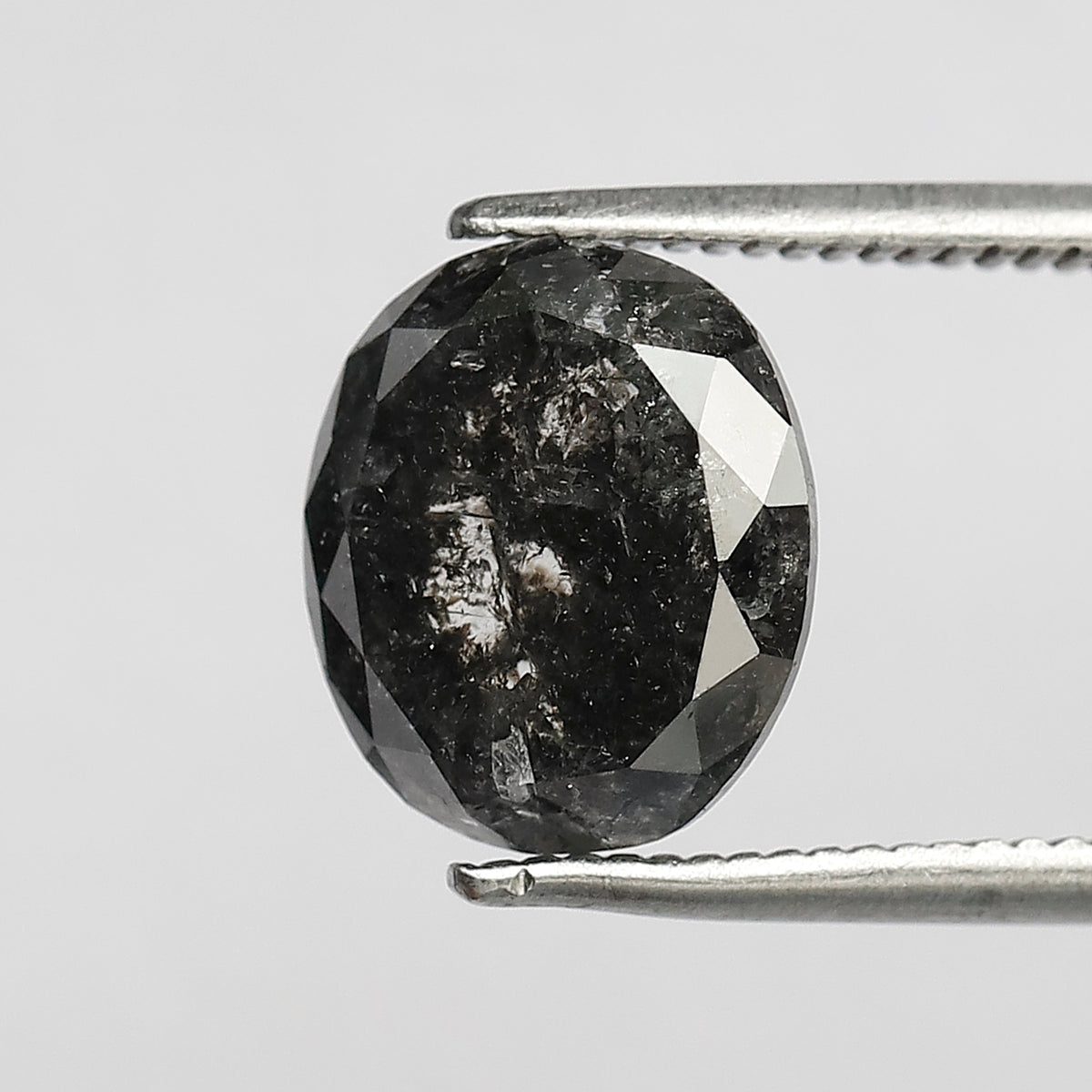 3.31 CT Oval Shape Salt and Pepper Diamond 9.60 MM Black Grey Color Loose Natural Diamond For Wedding Ring