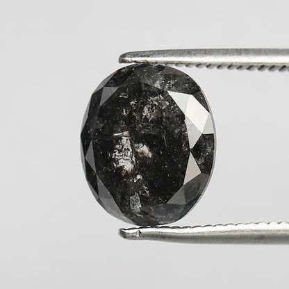 3.31 CT Oval Shape Salt and Pepper Diamond 9.60 MM Black Grey Color Loose Natural Diamond For Wedding Ring
