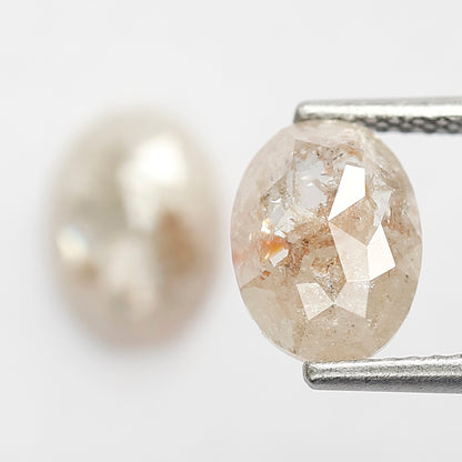 2.58 CT Oval Shape Rustic Diamond Pair, 8.60 MM Natural Orange Red Conflict Free Loose Diamonds