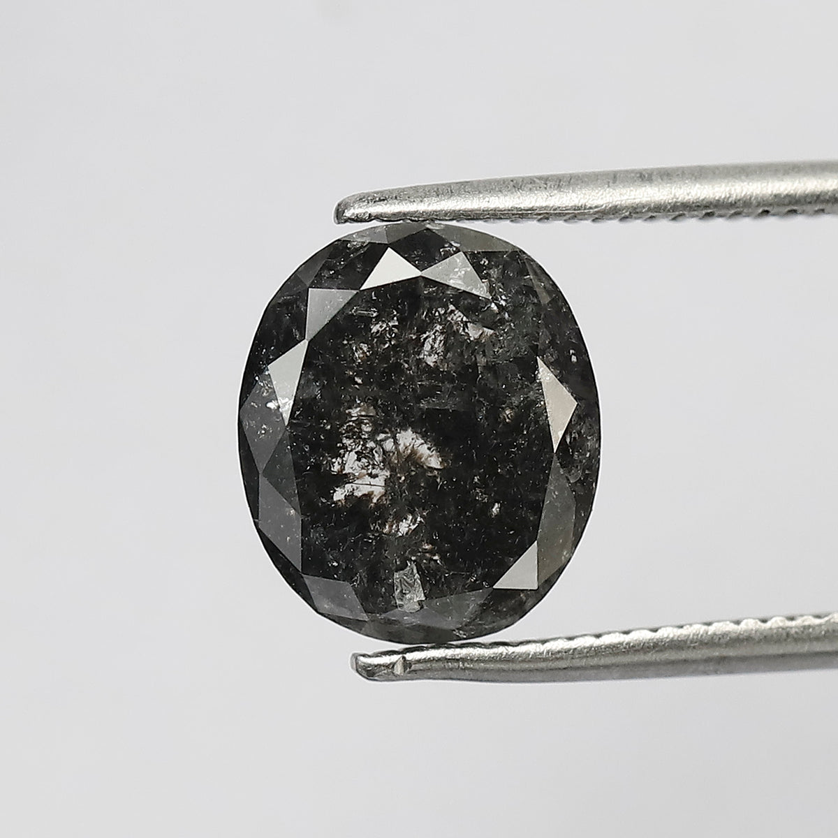 3.31 CT Oval Shape Salt and Pepper Diamond 9.60 MM Black Grey Color Loose Natural Diamond For Wedding Ring