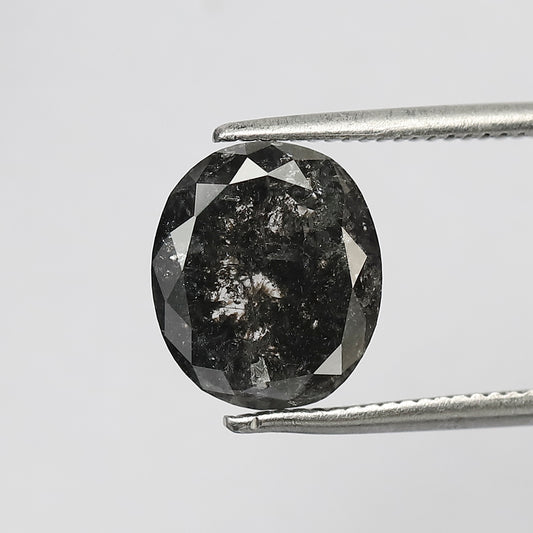 3.31 CT Oval Shape Salt and Pepper Diamond 9.60 MM Black Grey Color Loose Natural Diamond For Wedding Ring