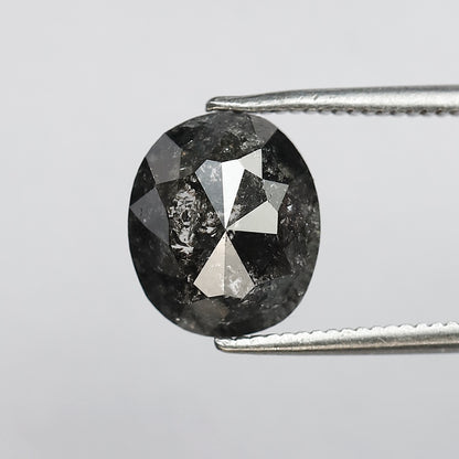 3.31 CT Oval Shape Salt and Pepper Diamond 9.60 MM Black Grey Color Loose Natural Diamond For Wedding Ring