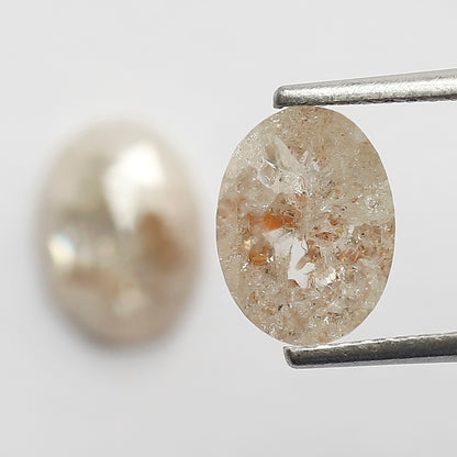 2.58 CT Oval Shape Rustic Diamond Pair, 8.60 MM Natural Orange Red Conflict Free Loose Diamonds