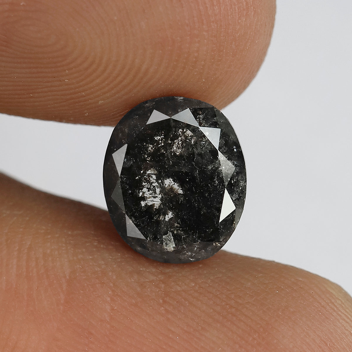 3.31 CT Oval Shape Salt and Pepper Diamond 9.60 MM Black Grey Color Loose Natural Diamond For Wedding Ring