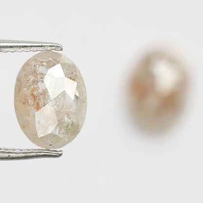 2.58 CT Oval Shape Rustic Diamond Pair, 8.60 MM Natural Orange Red Conflict Free Loose Diamonds