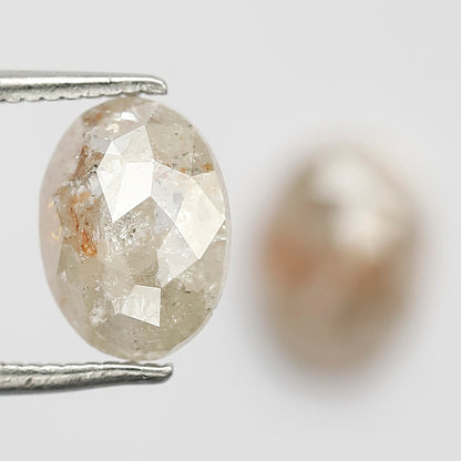 2.58 CT Oval Shape Rustic Diamond Pair, 8.60 MM Natural Orange Red Conflict Free Loose Diamonds