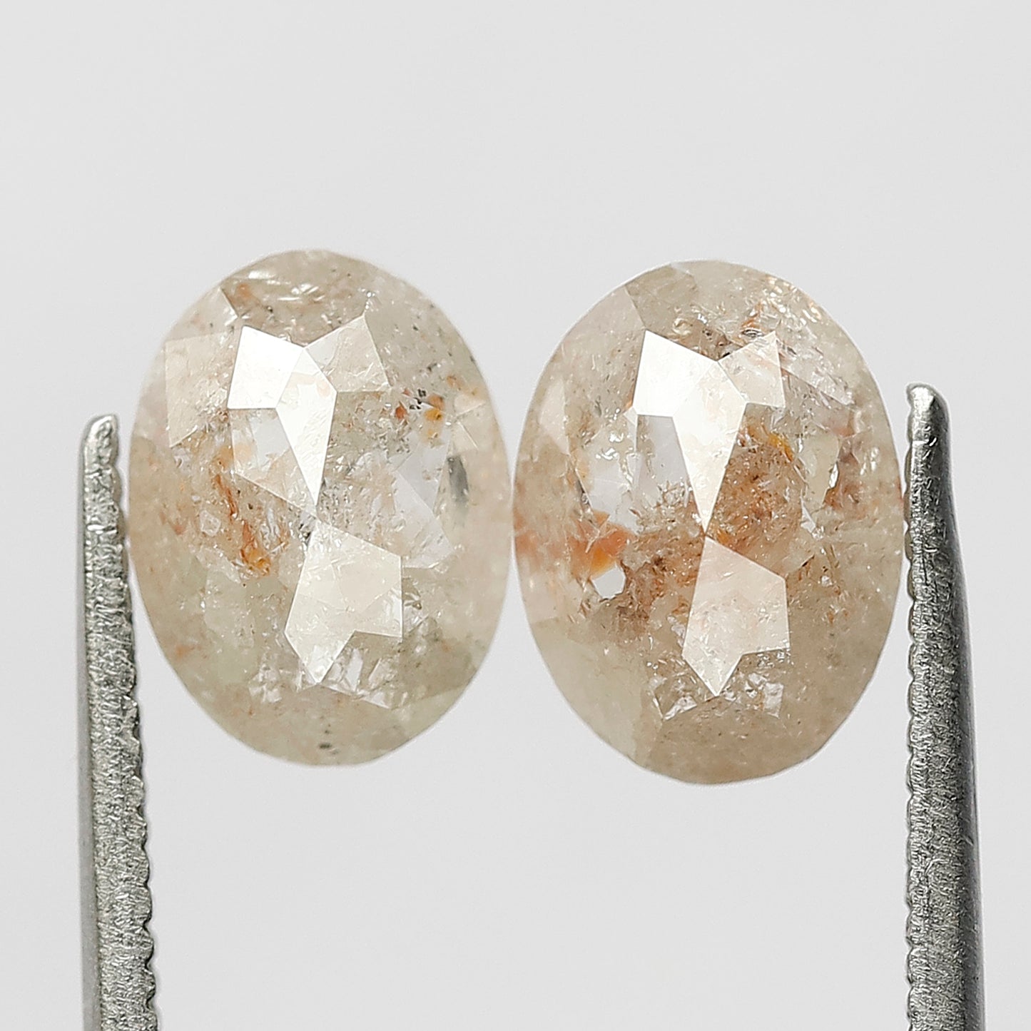 2.58 CT Oval Shape Rustic Diamond Pair, 8.60 MM Natural Orange Red Conflict Free Loose Diamonds