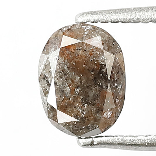 1.00 Ct Rustic Oval Shape Diamond | 7 mm Natural Gray Red Loose Diamond for Handmade Ring
