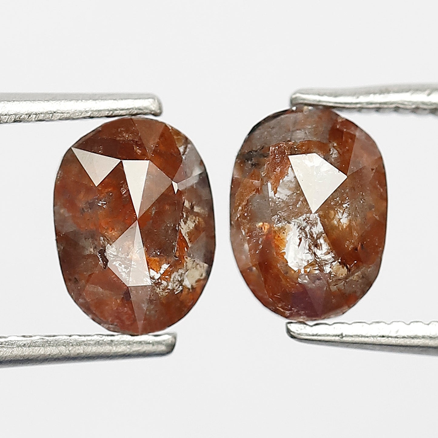 1.63 Ct Pair Oval Shape Reddish Rustic Diamonds | Natural Loose Earth Mined Stones