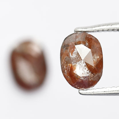 1.63 Ct Pair Oval Shape Reddish Rustic Diamonds | Natural Loose Earth Mined Stones