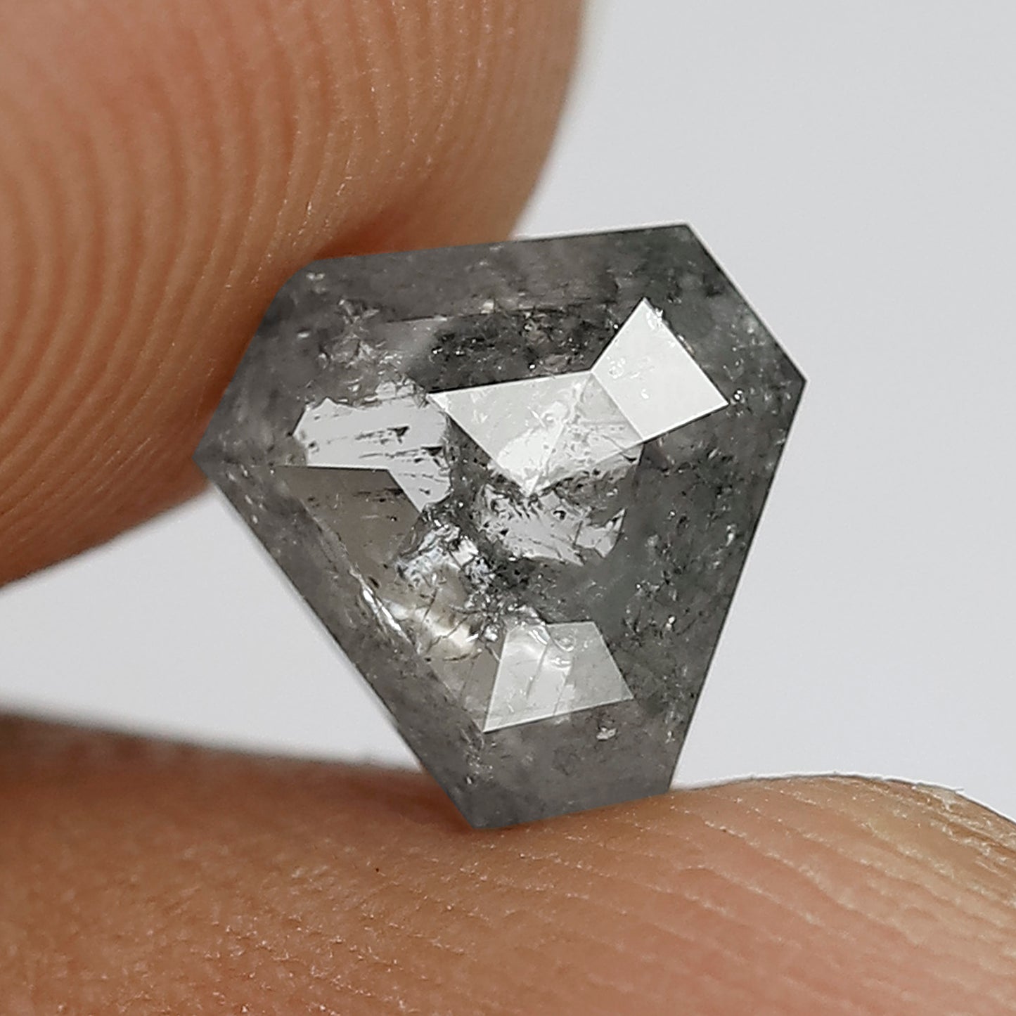 1.41 CT Geometric Shape Natural Loose Diamond, Grey Black color Salt and pepper for Design Ring