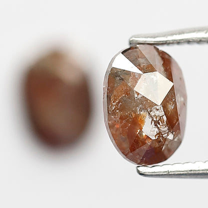 1.63 Ct Pair Oval Shape Reddish Rustic Diamonds | Natural Loose Earth Mined Stones