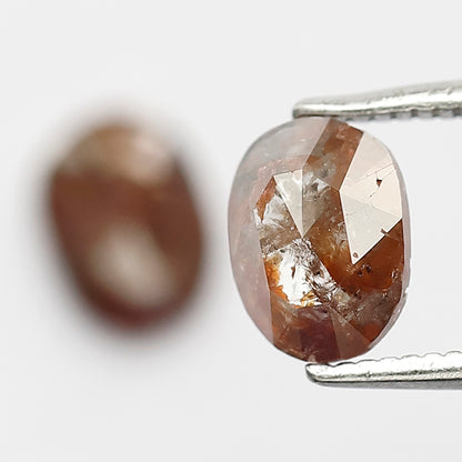 1.63 Ct Pair Oval Shape Reddish Rustic Diamonds | Natural Loose Earth Mined Stones
