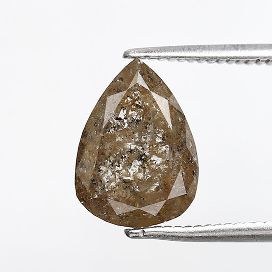 3.22 CT 10.80 MM Pear Shape Salt and Pepper Diamond Loose Natural Translucent Brown Color Diamond