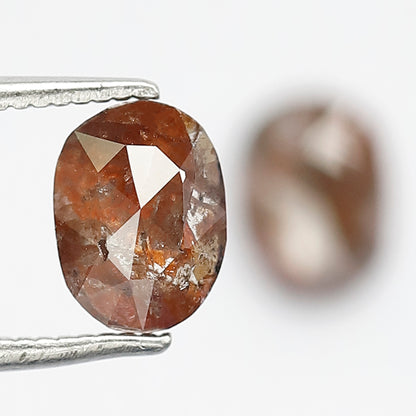 1.63 Ct Pair Oval Shape Reddish Rustic Diamonds | Natural Loose Earth Mined Stones