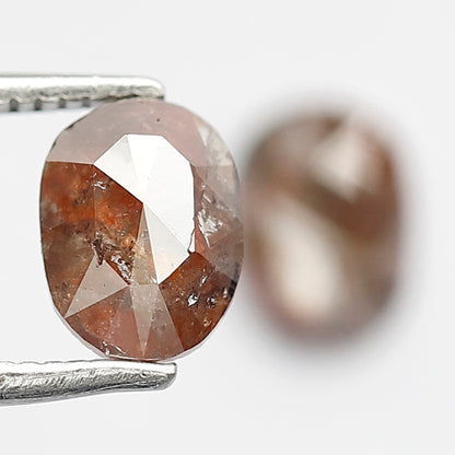 1.63 Ct Pair Oval Shape Reddish Rustic Diamonds | Natural Loose Earth Mined Stones