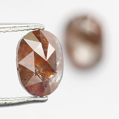 1.63 Ct Pair Oval Shape Reddish Rustic Diamonds | Natural Loose Earth Mined Stones