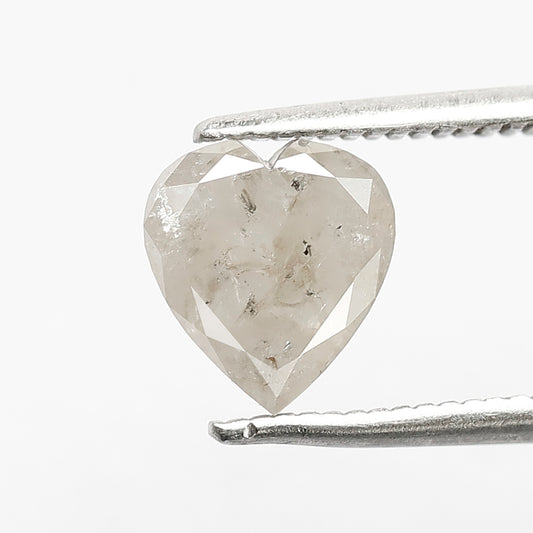 1.11 CT Heart Shape Salt and Pepper Diamond 7.60 MM misty Grey Color Loose Natural Diamond For Wedding Ring