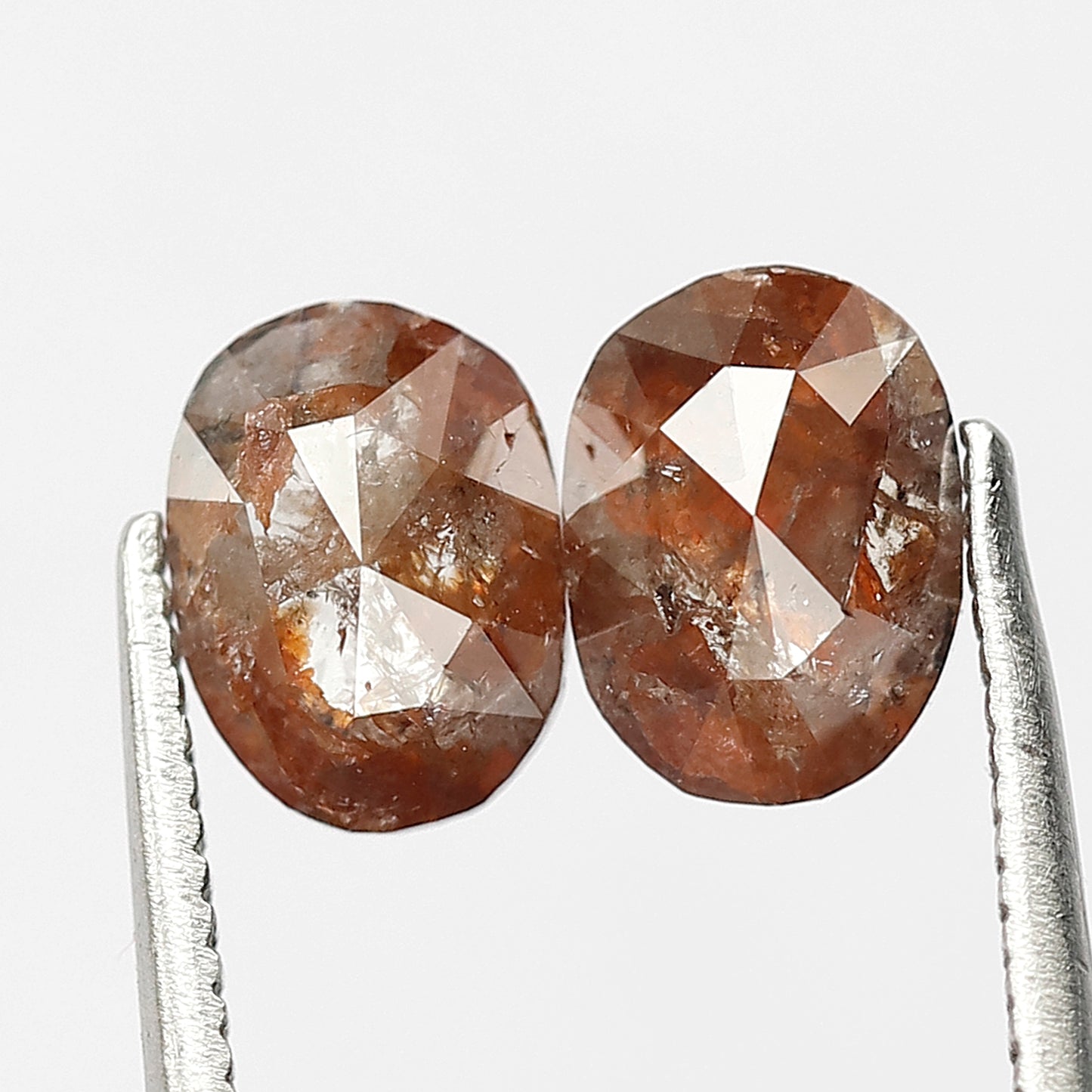 1.63 Ct Pair Oval Shape Reddish Rustic Diamonds | Natural Loose Earth Mined Stones