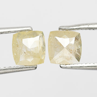 1.04 CT Pair Of Cushion cut Rustic Diamonds, Natural Yellowish Loose Diamonds For Wedding Jewelry