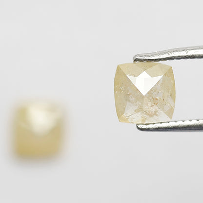 1.04 CT Pair Of Cushion cut Rustic Diamonds, Natural Yellowish Loose Diamonds For Wedding Jewelry