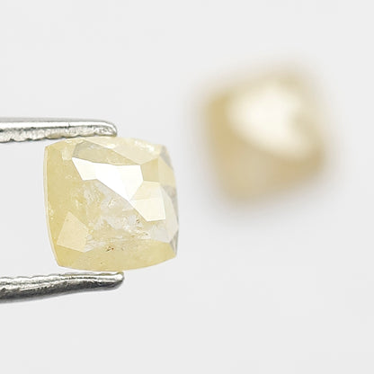 1.04 CT Pair Of Cushion cut Rustic Diamonds, Natural Yellowish Loose Diamonds For Wedding Jewelry