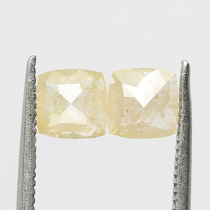 1.04 CT Pair Of Cushion cut Rustic Diamonds, Natural Yellowish Loose Diamonds For Wedding Jewelry