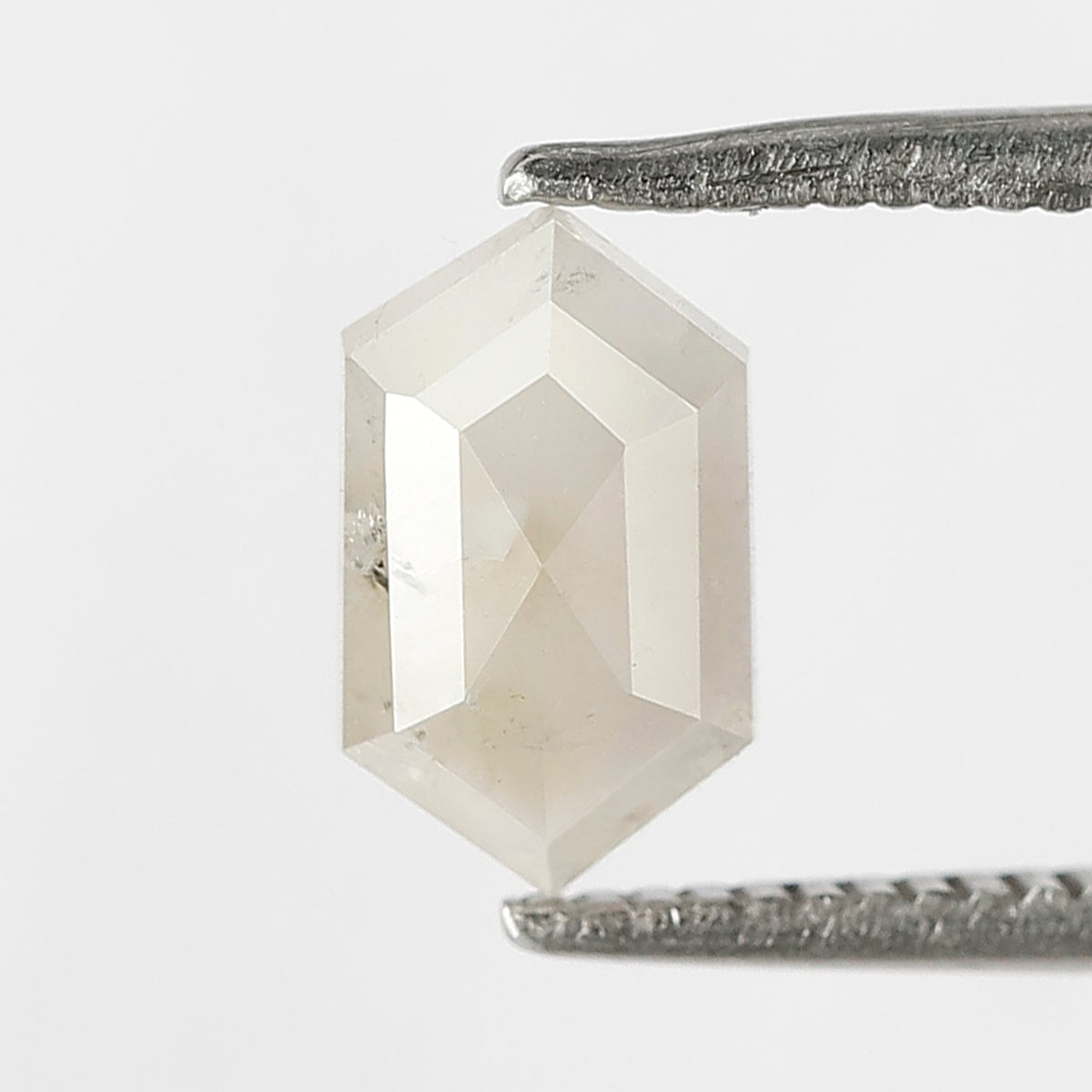 0.98 CT Elongated hexagon Shape Salt and Pepper Diamond Misty White Color Loose Natural Diamond For Wedding Ring