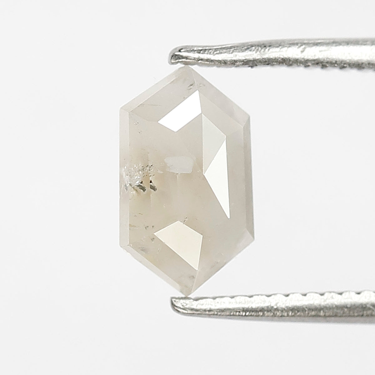 0.98 CT Elongated hexagon Shape Salt and Pepper Diamond Misty White Color Loose Natural Diamond For Wedding Ring