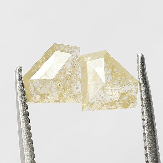 0.85 Ct Pentagon Diamond Pair | Natural Yellowish Rustic Conflict Free Loose Diamonds