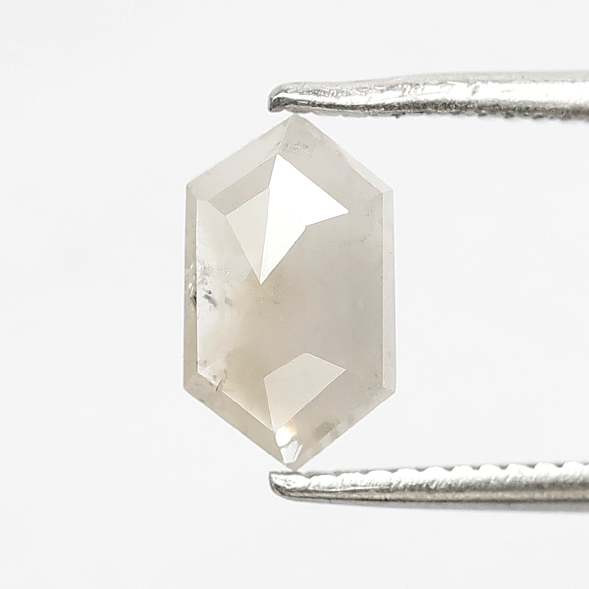 0.98 CT Elongated hexagon Shape Salt and Pepper Diamond Misty White Color Loose Natural Diamond For Wedding Ring