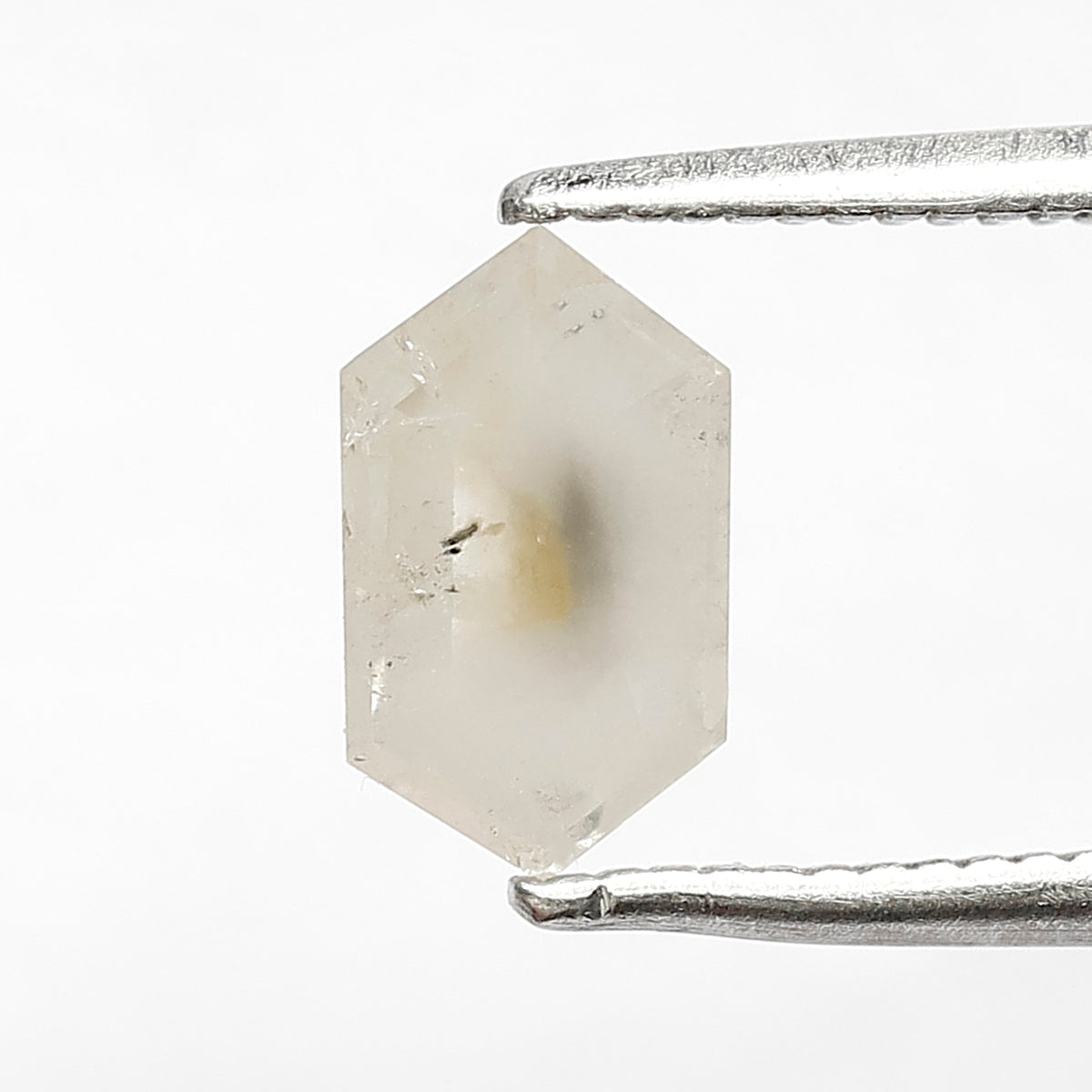 0.98 CT Elongated hexagon Shape Salt and Pepper Diamond Misty White Color Loose Natural Diamond For Wedding Ring