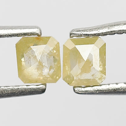 Natural 0.48 CT Emerald Pair Diamonds, 3.70 MM Loose Yellowish Rustic Diamonds For Earrings