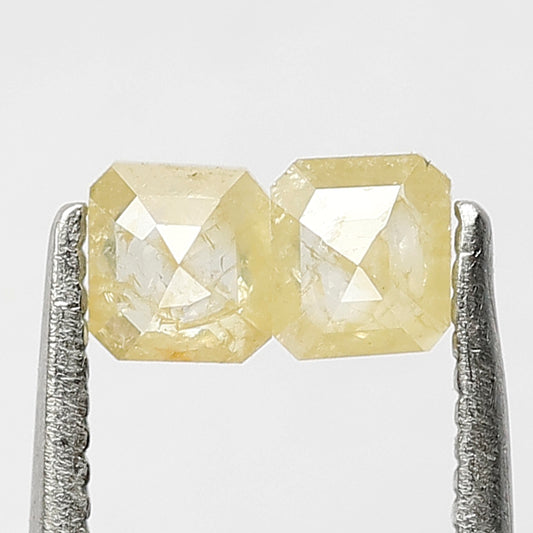 Natural 0.48 CT Emerald Pair Diamonds, 3.70 MM Loose Yellowish Rustic Diamonds For Earrings