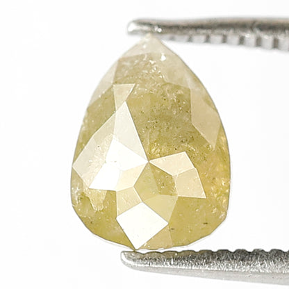 Natural Pear Shape 1.36 CT Loose Rustic Diamond, 8.2 MM Greenish color Earth Mined Diamond