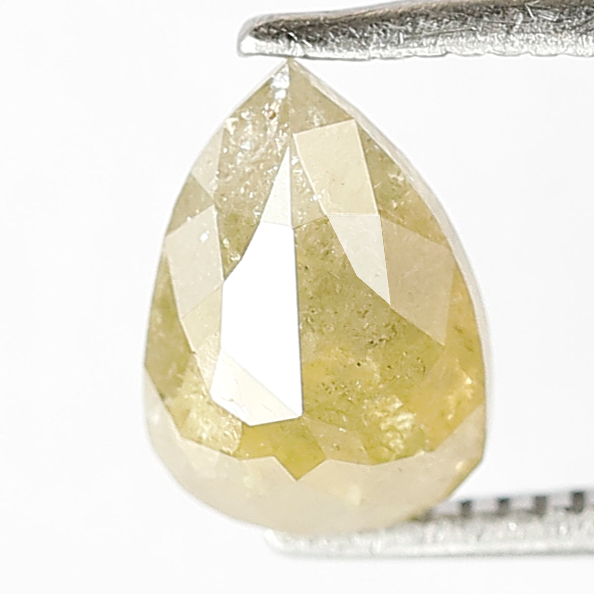 Natural Pear Shape 1.36 CT Loose Rustic Diamond, 8.2 MM Greenish color Earth Mined Diamond