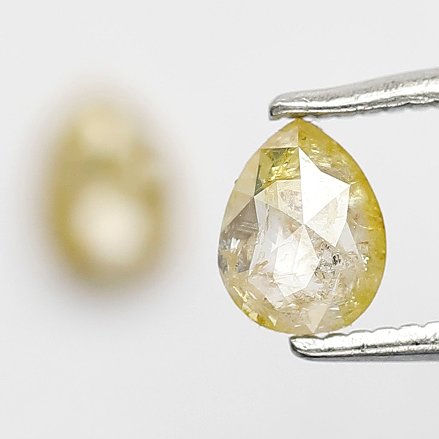 0.68 CT Pair Of Pear Shape Rustic Diamonds, Natural Yellow Translucent Loose Diamonds For Bridal Jewelry