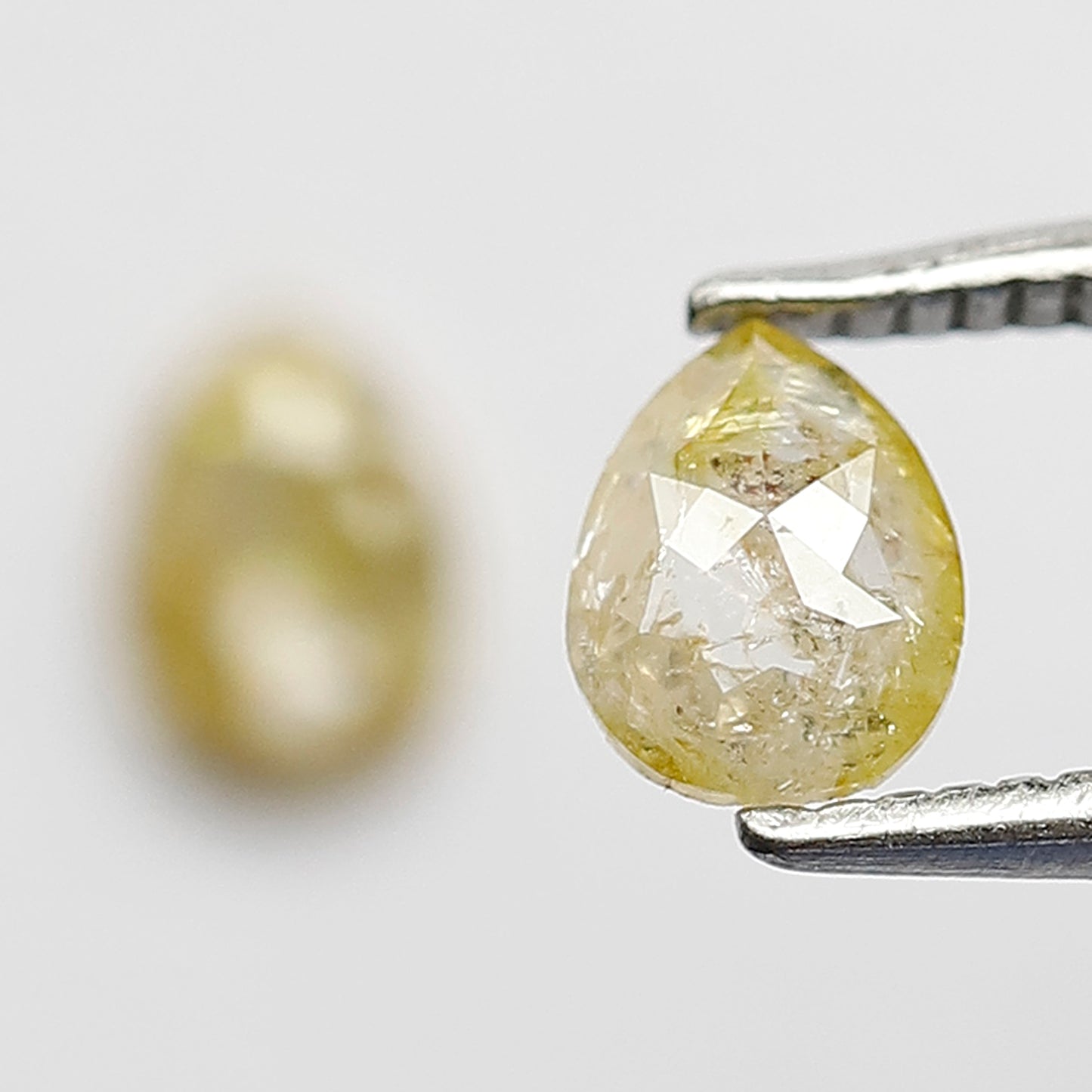 0.68 CT Pair Of Pear Shape Rustic Diamonds, Natural Yellow Translucent Loose Diamonds For Bridal Jewelry