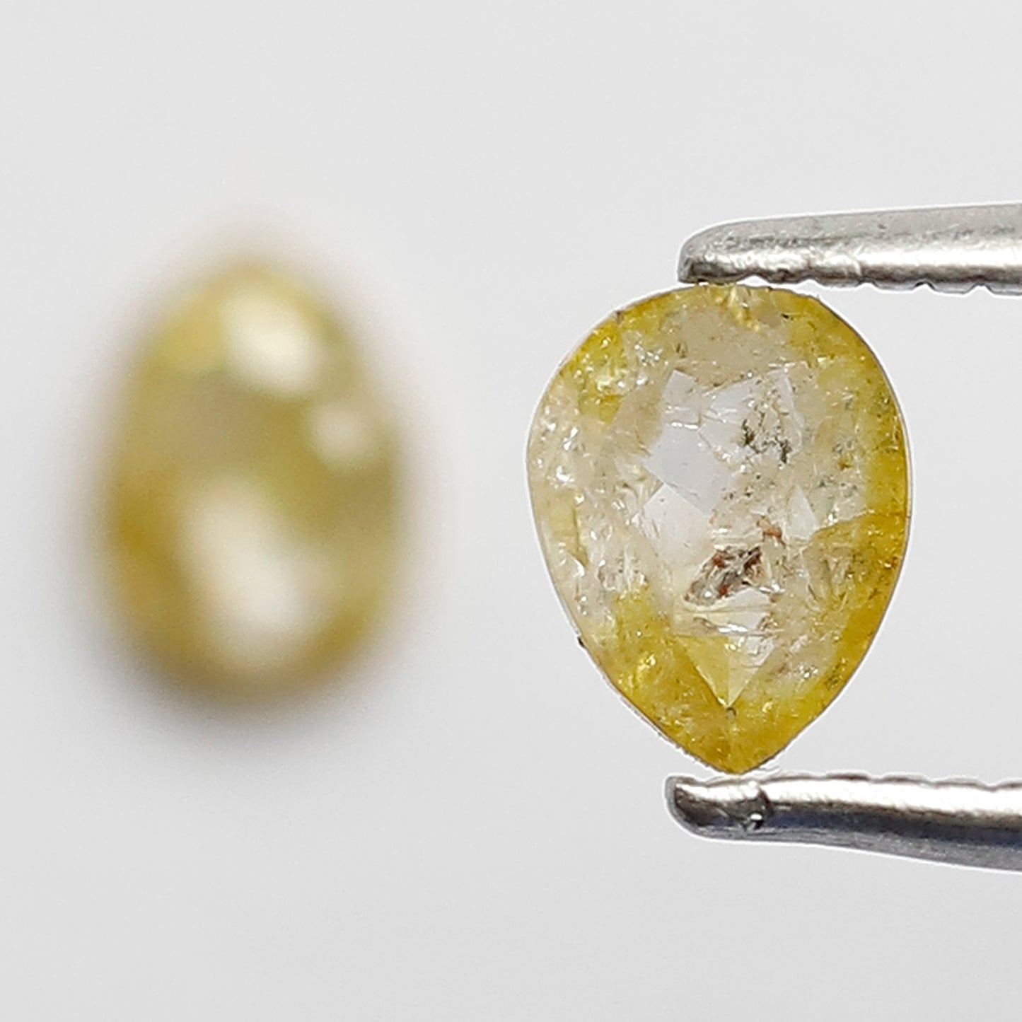 0.68 CT Pair Of Pear Shape Rustic Diamonds, Natural Yellow Translucent Loose Diamonds For Bridal Jewelry