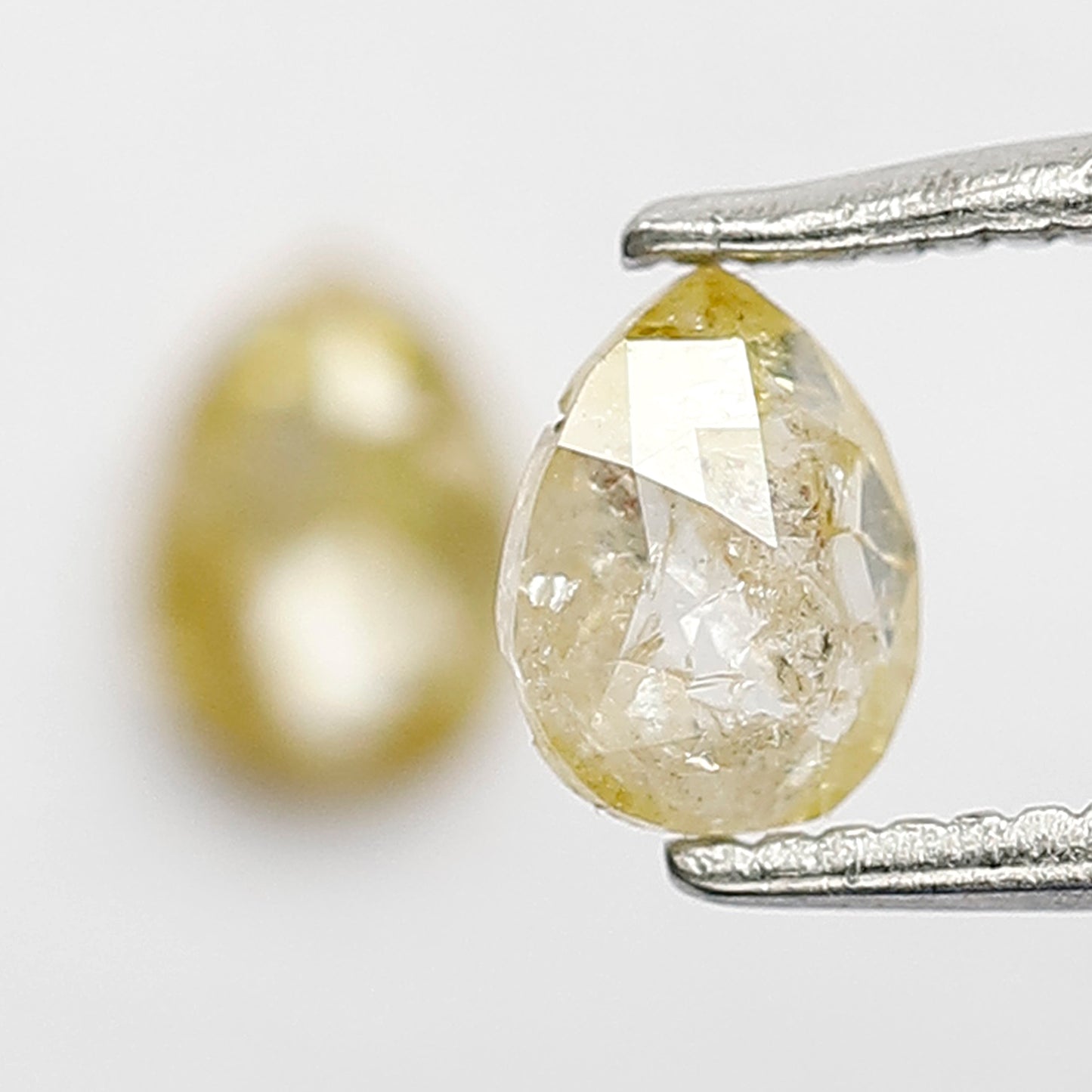 0.68 CT Pair Of Pear Shape Rustic Diamonds, Natural Yellow Translucent Loose Diamonds For Bridal Jewelry