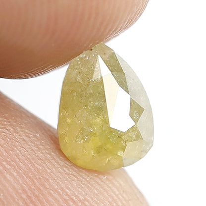 Natural Pear Shape 1.36 CT Loose Rustic Diamond, 8.2 MM Greenish color Earth Mined Diamond