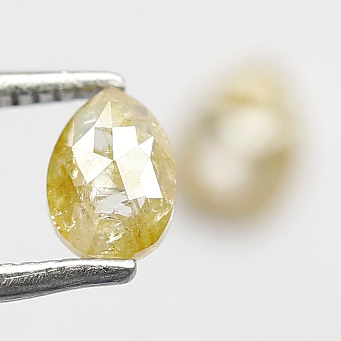 0.68 CT Pair Of Pear Shape Rustic Diamonds, Natural Yellow Translucent Loose Diamonds For Bridal Jewelry