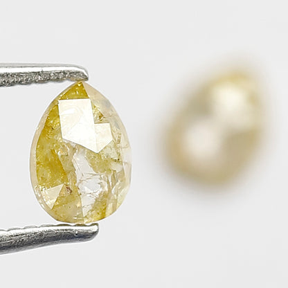 0.68 CT Pair Of Pear Shape Rustic Diamonds, Natural Yellow Translucent Loose Diamonds For Bridal Jewelry