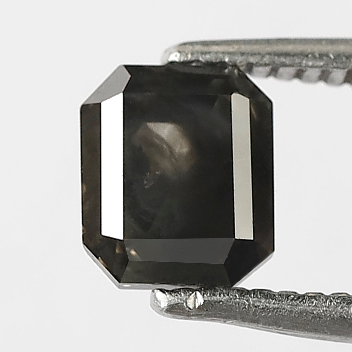 0.92 CT Emerald Shape Salt and Pepper Diamond 5.50 MM black grey Color Loose Natural Diamond For Wedding Ring