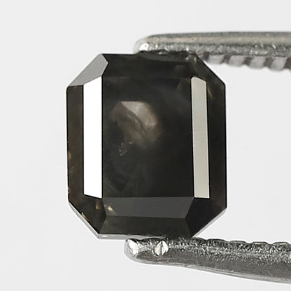0.92 CT Emerald Shape Salt and Pepper Diamond 5.50 MM black grey Color Loose Natural Diamond For Wedding Ring