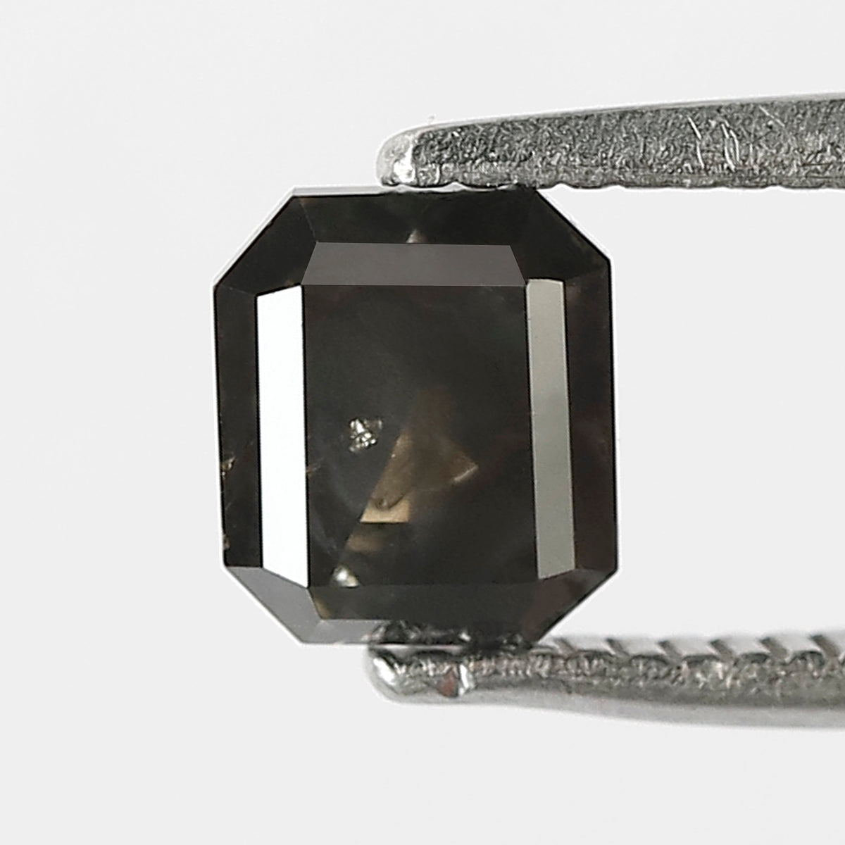 0.92 CT Emerald Shape Salt and Pepper Diamond 5.50 MM black grey Color Loose Natural Diamond For Wedding Ring